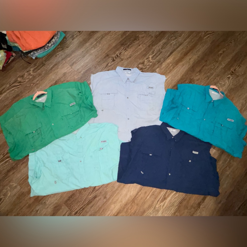 Bundle of 5 Columbia Button-Up Shirts with sleeves cut off😀